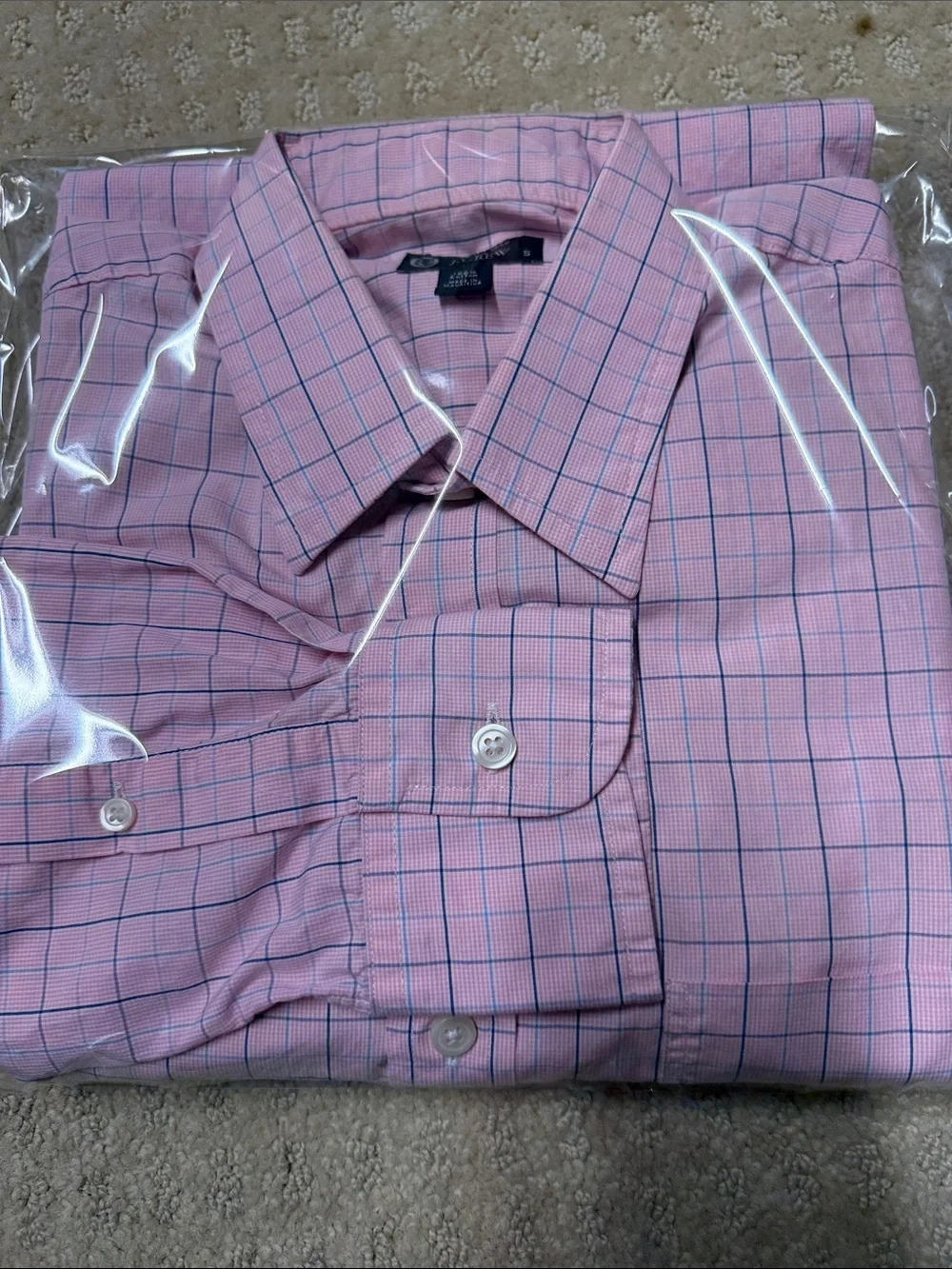 J. Crew Pink Windowpane Button-Front Dress Shirt